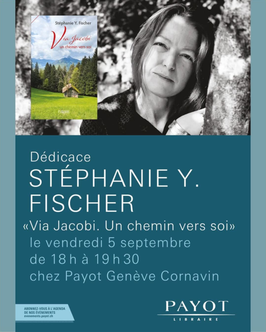 Stéphanie Fischer dédicace son livre Via Jacobi à Payot Genève Cornavin